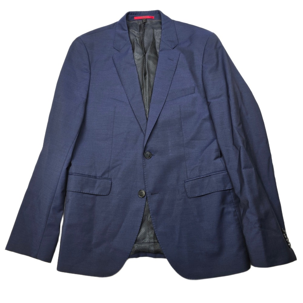 HUGO BOSS Wool Blazer Mens 38R 38‎ Navy Blue Two Button Sport Coat Jacket